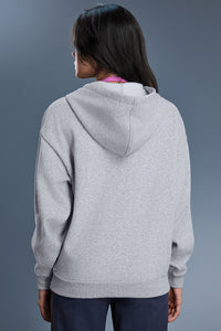 Women Fleece Hooded Windproof Loose Casual Zip Jacket