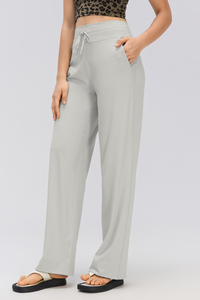Women's Drapey Drawstring Waist Straight-Leg Casual Pants