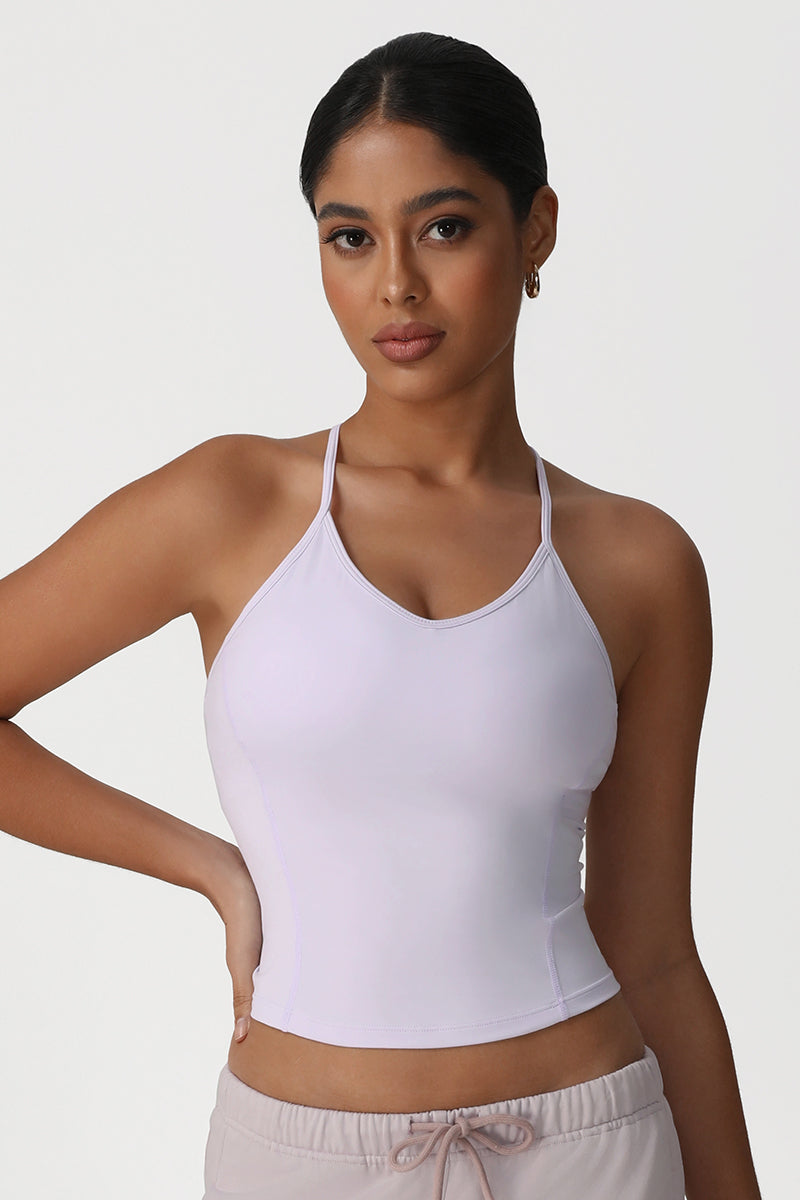 Women Slim Fit Cross Back Yoga Sports Vest High Elastic Workout Tank Top