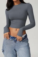 Women'S Sport Crop Top Long Sleeves
