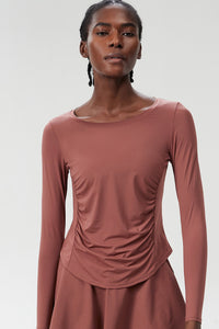 Women Plus-Size Smooth Quick-Dry Sun Protection Loose Fit Training Long Sleeve Top