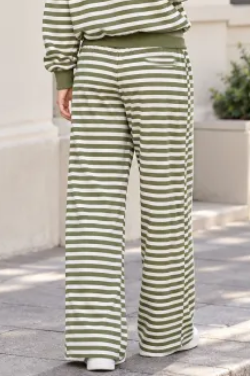 Plus Size Women's Fall Stripe Elastic Waistband Casual Pants
