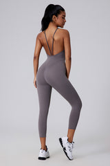 Women V-Back Sculpting Butt-Lifting Naked-Feel Yoga Running Fitness Bodysuit