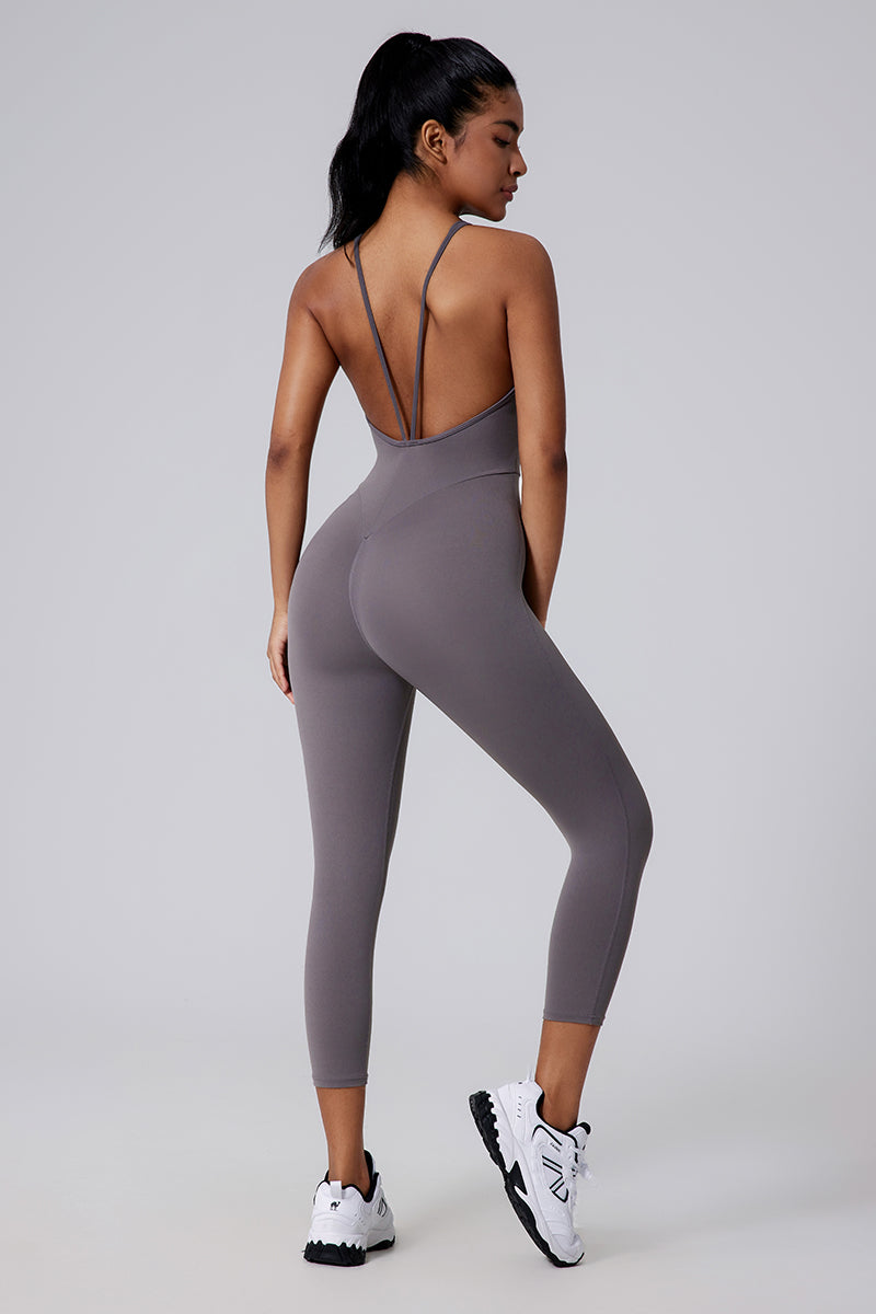 Women V-Back Sculpting Butt-Lifting Naked-Feel Yoga Running Fitness Bodysuit