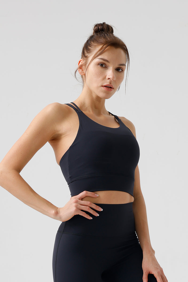 Women Eco-Friendly Thin Straps With Bra Pads One-Piece Back Running Fitness Yoga Sports Bra