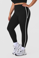 Plus Size Women's Side Color-Block Fitted Yoga Leggings
