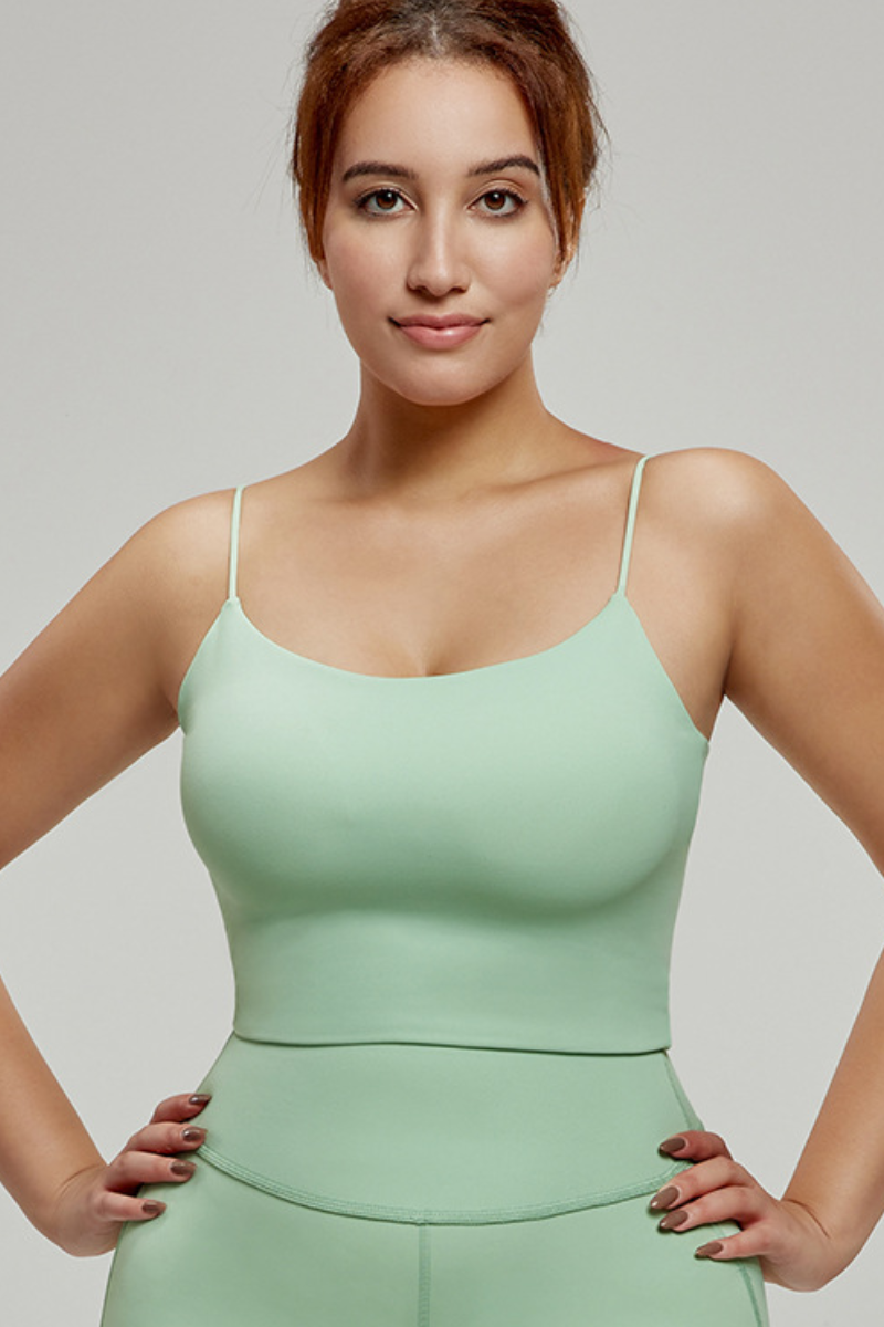 Plus Size Women's Solid U-Neck Thin Strap Sports Bra