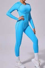 Women One-Piece Backless Skinny Long Sleeve Long Pants Exercise Yoga Bodysuit