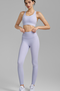 Women's Sets:Mesh Panel Back Bra And High Waist Leggings