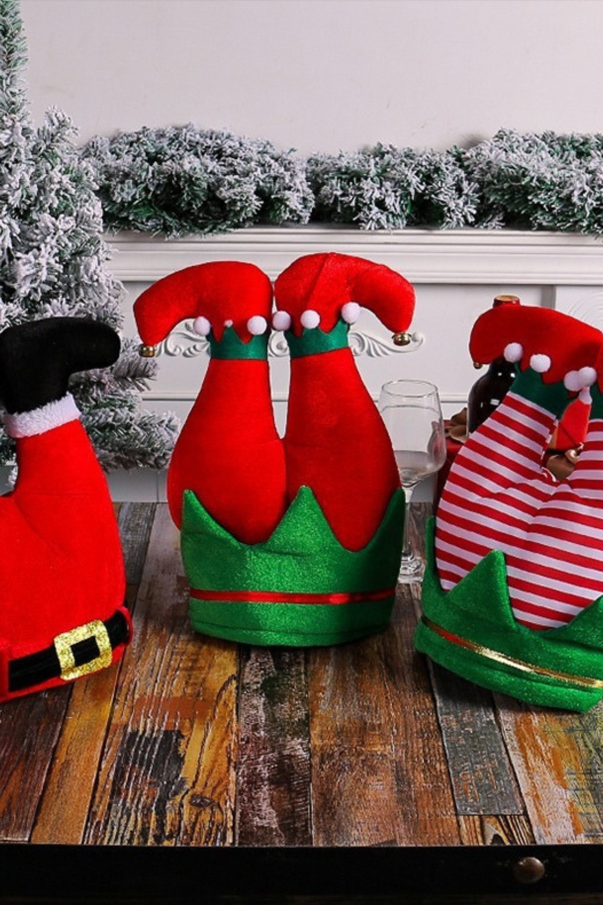 Funny Upside Down Santa Elf Pants Hat With Jingle Bells Pom