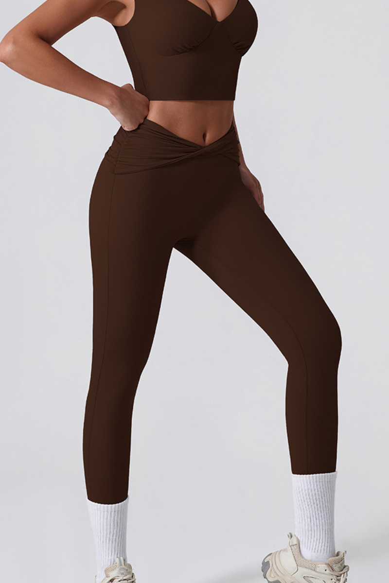 Women's Athletic Twist Cross Waist Yoga Leggings