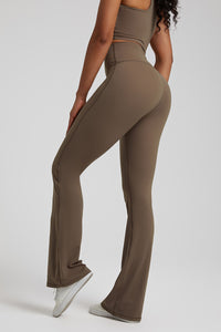 Solid High-Rise Wide-Leg Casual Pants