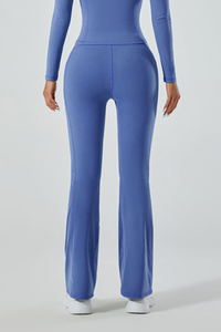 Women's micro-ruffle flare pants.