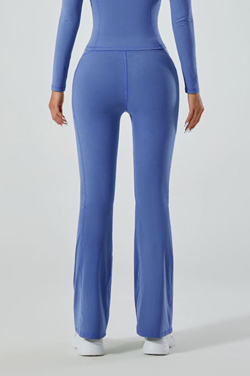 Women's micro-ruffle flare pants.