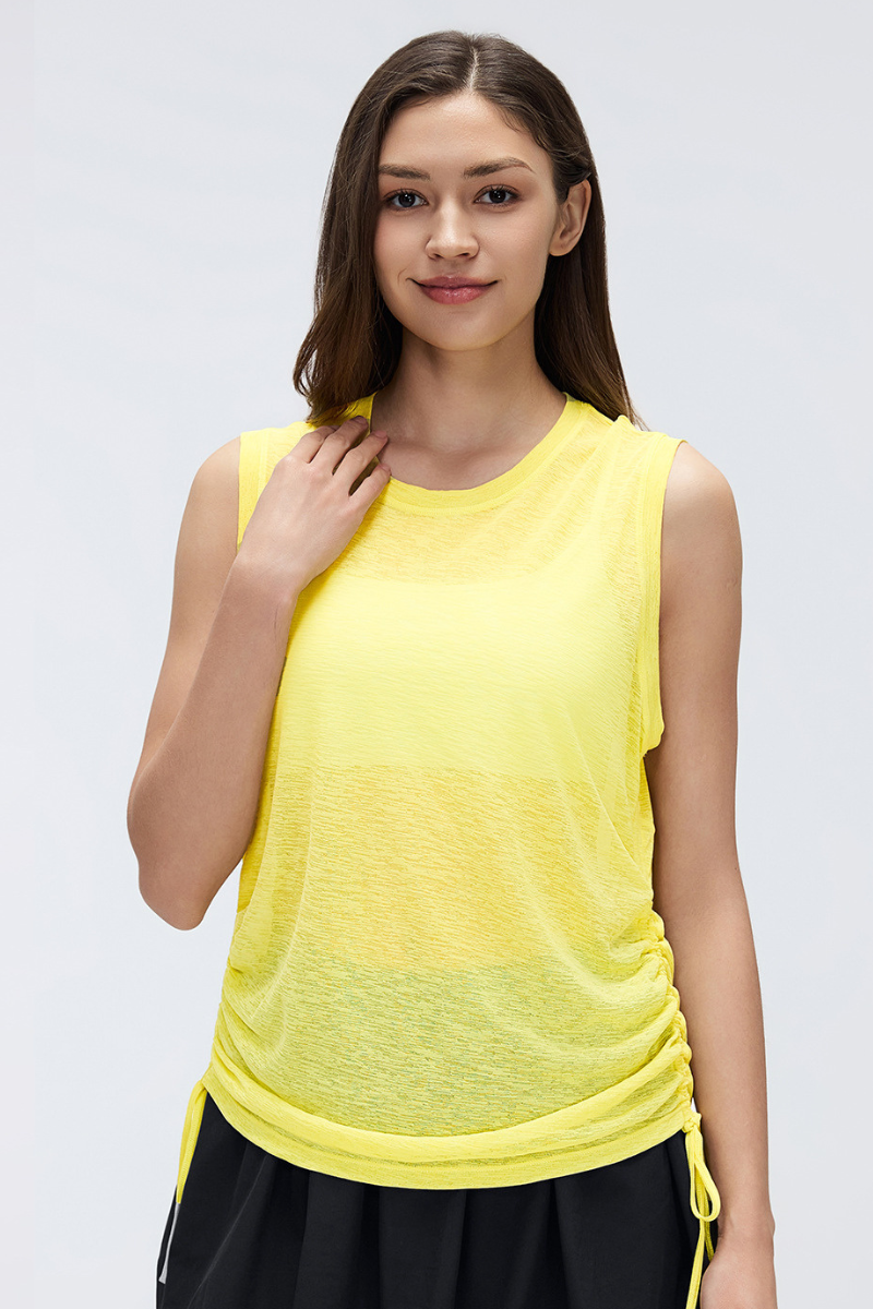 Women's Summer Sheer Breathable Drawstring Sports Tank Top