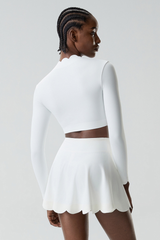 Women's Petal Long Sleeve Crop Top And Tennis Skirts Two-Piece Set
