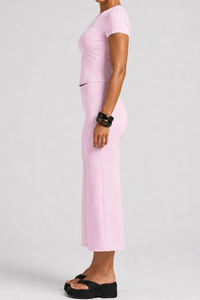 Women's Slim Fit Cropped T-shirt & 7/8 Flared Pant Yoga Set