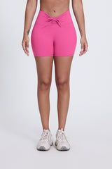 Women'S Pleated High-Waisted Hip Lift Yoga High-Stretch Skinny Shorts