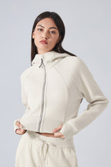 Women'S Loose Yoga Hooded Crop Jacket