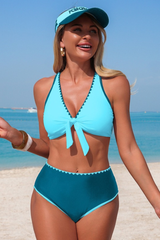 Women's Color-Block Cross-Back Bikini