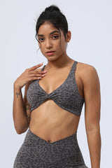 Women Leopard Print Twist Sport Bra