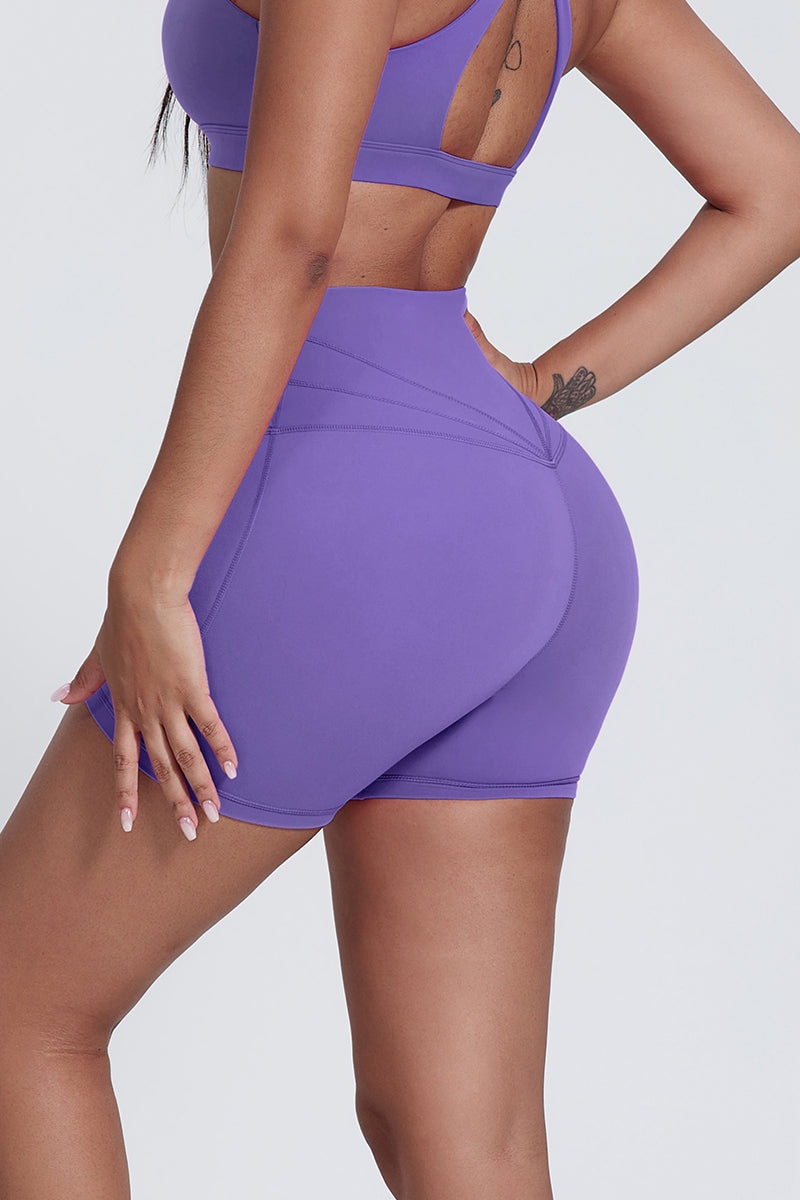 Women'S Fitness Yoga Lines Hip Tight Shorts