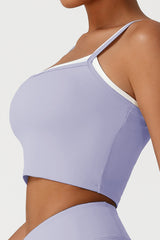 Women Seamless High Waisted Workout Set: Square Neck Vest + Peach Lifting Shorts