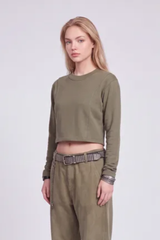 Women's 100% Cotton Washed Cropped Patchwork Cut Sweatshirt