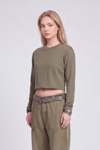 Women's 100% Cotton Washed Cropped Patchwork Cut Sweatshirt