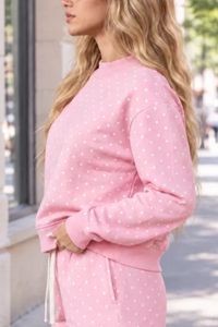 Unisex Fall Cozy Fleece Polka Dot Mockneck Sweatshirt