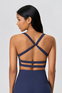 Women High-Elasticity Semi-Fixed Cross-Back Breathable Yoga Fitness Sports Bra