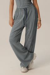 Women's Polka Dot Elastic-Waist Drawstring Wide Leg Pants