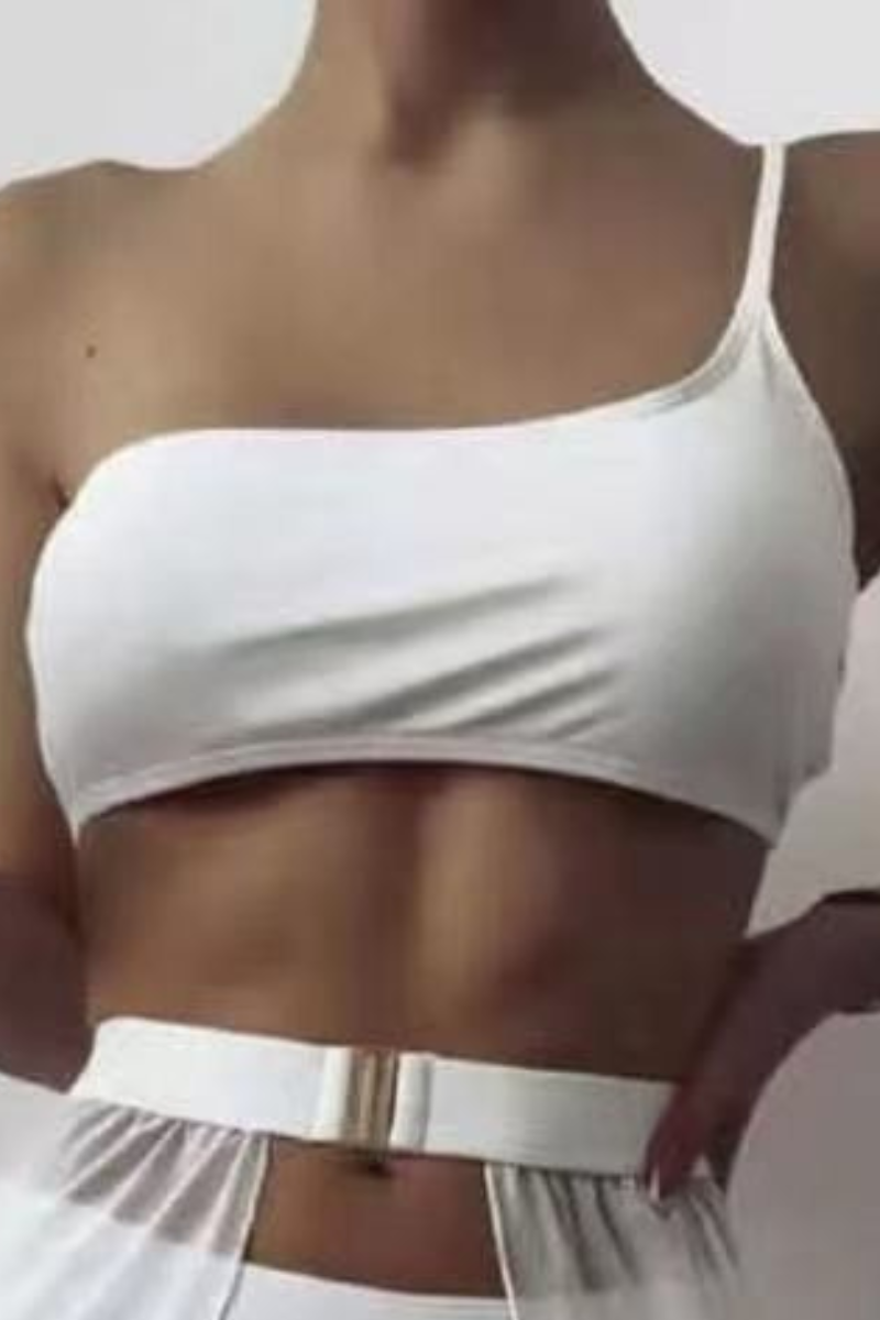 Women's Sheer One Shoulder High Waist Bikini Set - 3pcs