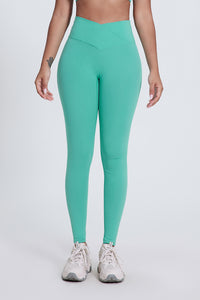 Women'S Bright Crossover High-Waisted Hip Lift Dance Stretch Cropped Pants