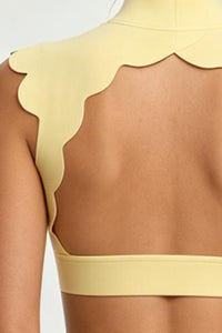 Women's Scalloped Mock Neck Bra And Leggings Yogg Sets