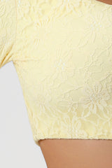 Women Lace Square Neck Cropped Yoga Long Sleeves