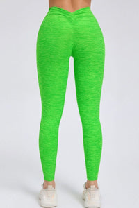 Women Pleated Skinny Hip V Waist Side Pockets No Embarrassment Line Fitness Exercise Yoga Pants