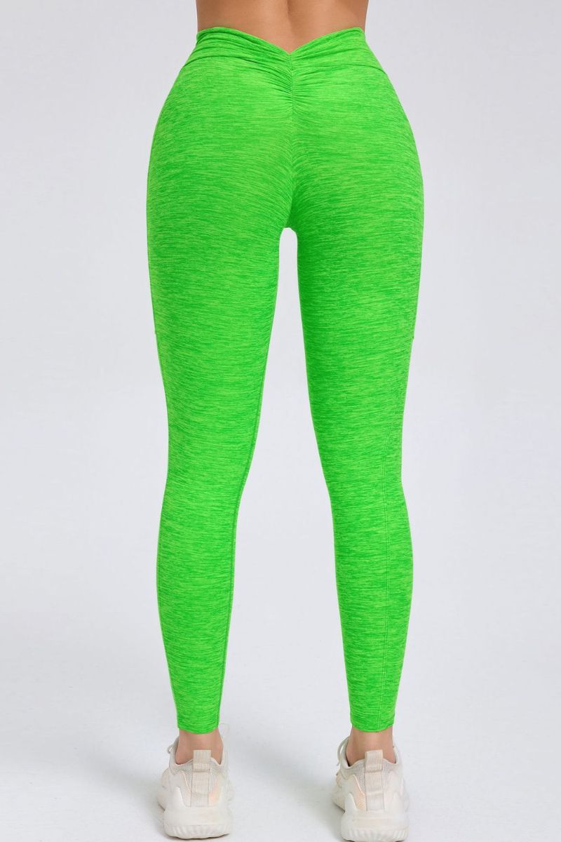 Women Pleated Skinny Hip V Waist Side Pockets No Embarrassment Line Fitness Exercise Yoga Pants