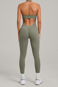 Women's Pleated Buttocks Lift Side Pocket Jumpsuits