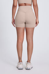 Women'S Stretch High-Waisted Peach Hip Yoga Shorts