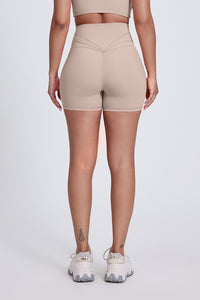 Women'S Stretch High-Waisted Peach Hip Yoga Shorts