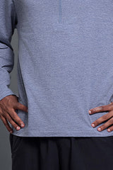 Men Half-Zip Stand Collar Breathable Loose Long Sleeve T-Shirt