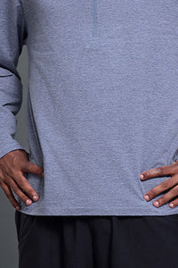 Men Half-Zip Stand Collar Breathable Loose Long Sleeve T-Shirt