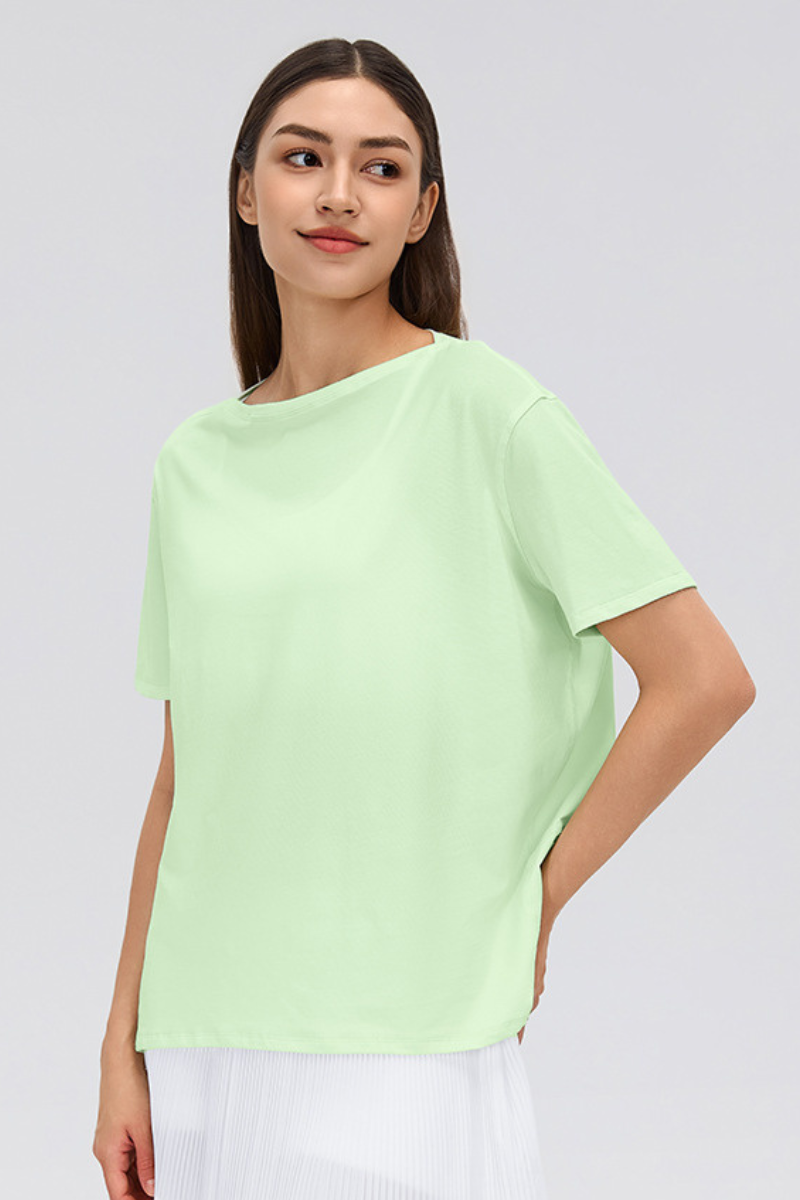 Women's Summer Lightweight Loose Fit Solid Sports T-Shirt