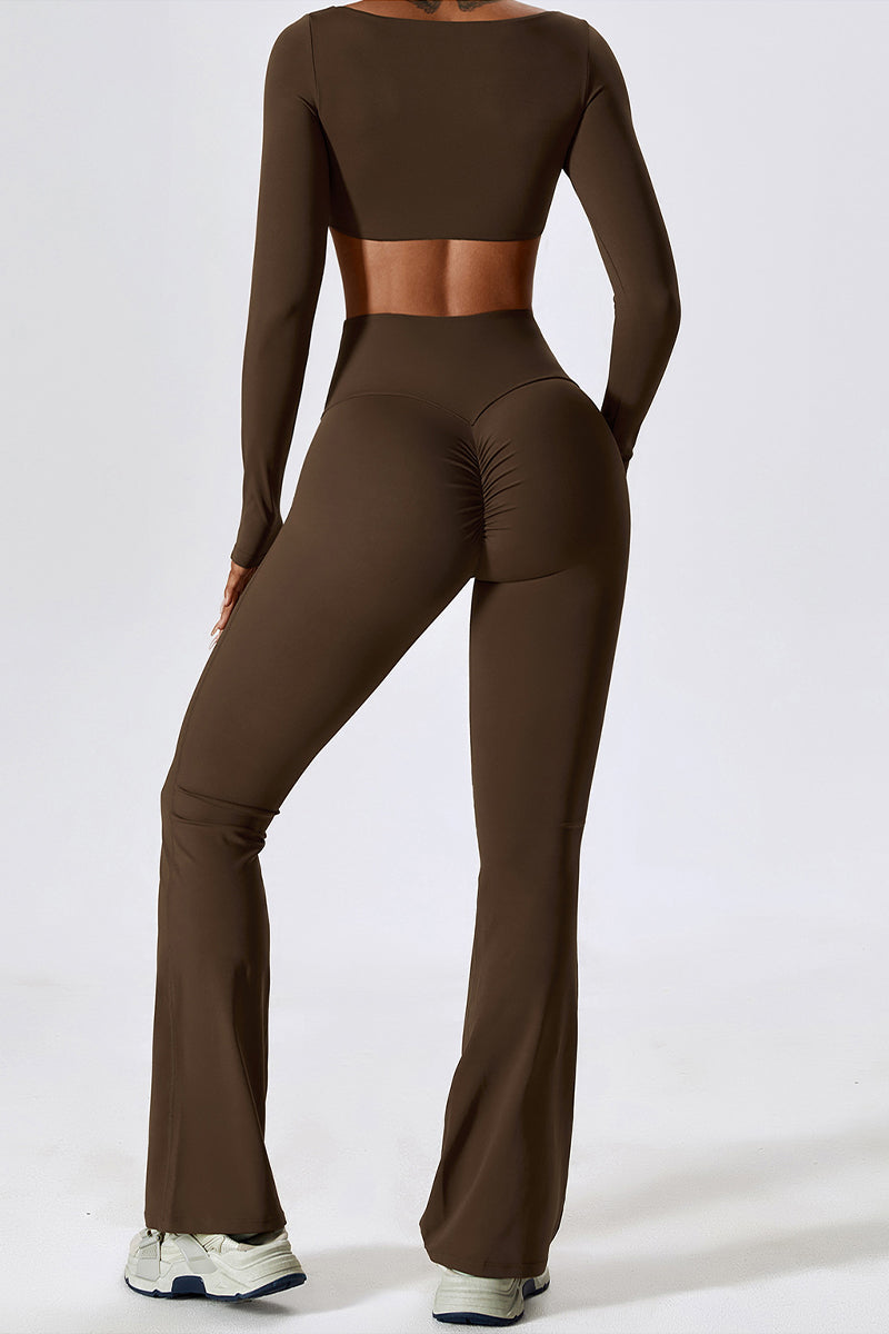 2 Pcs Set Long Sleeve+ Flare Pants