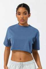 Women Loose Sport Crop Top T-Shirt