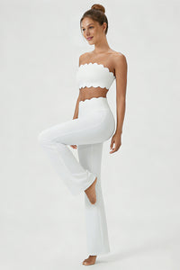Women's 2-Piece Sets:Scalloped Edge Bra & Flare Leggings