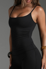 Women's Athletic Thin Strap Side Pleated Sport Yoga Tank Top