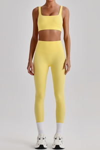Women's Wide Strap U-neck Bra & High Waist Yoga Leggings Set