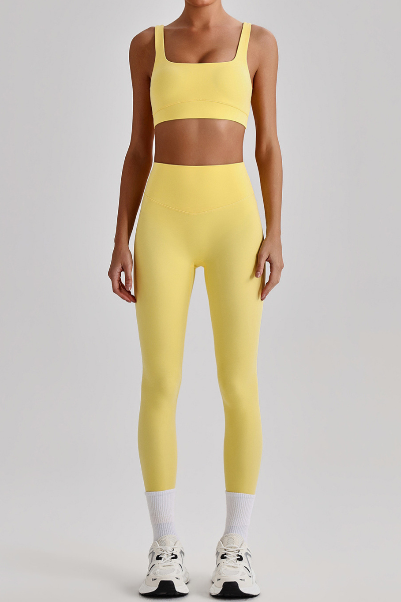 Women's Wide Strap U-neck Bra & High Waist Yoga Leggings Set